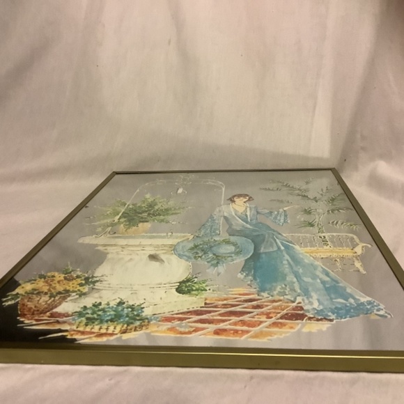 Art Deco 15” x 11” mirrored patio garden image circa 1920’s woman - Picture 3 of 6